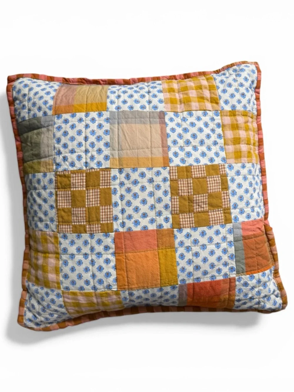 Emmie by Mary Martha Handmade Floral Patchwork Pillow Set Cottagecore Gingham
